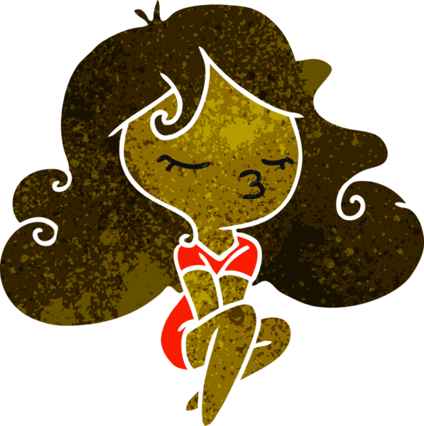 Bir insan tarafından çizilmiş sevimli bir kawai kızının serbest çizimi.