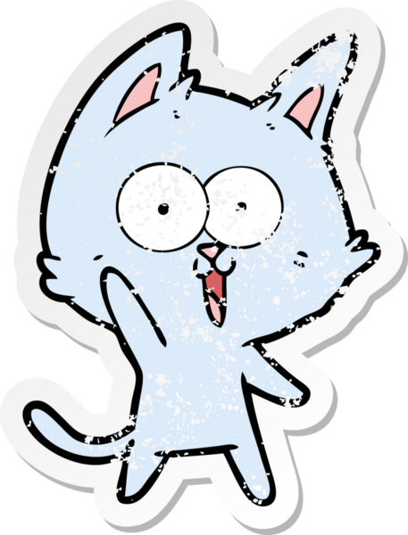 Bir insan tarafından çizilmiş komik bir çizgi film kedisinin sıkıntılı çıkartması.