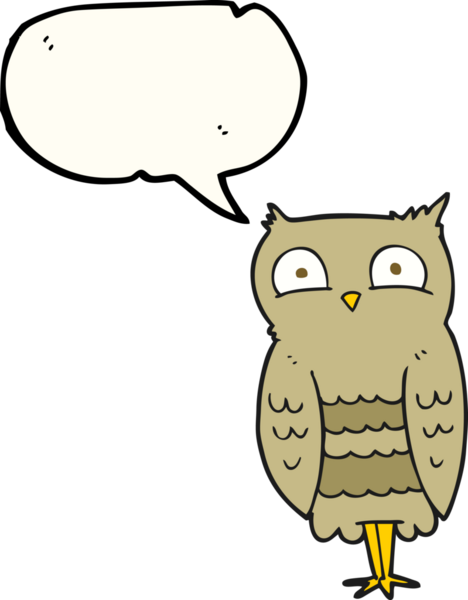 Bir insan tarafından çizilmiş serbest konuşma balonu karikatürü baykuşu