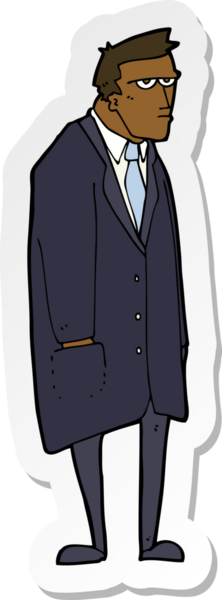 Bir insan tarafından çizilmiş kötü huylu bir adamın çıkartması.