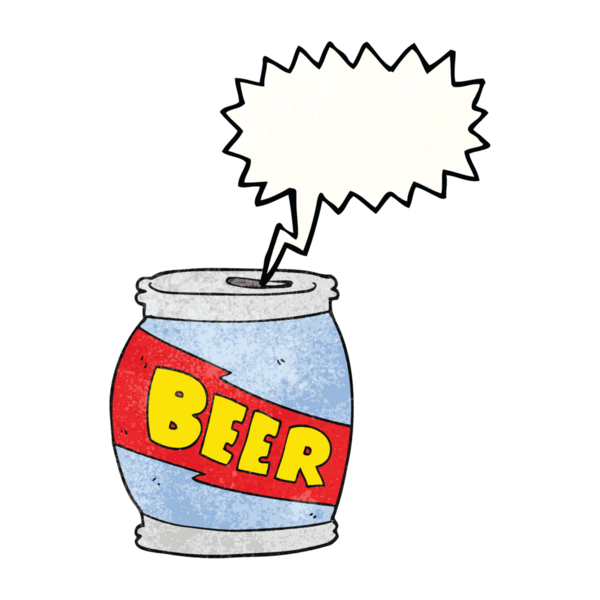 Serbest konuşma balonu desenli karikatür bira kutusu bir insan tarafından çizildi.