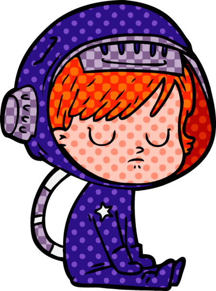 Bir insan tarafından çizilmiş astronot kadın.