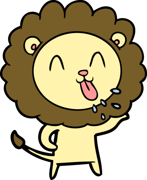 Bir insan tarafından çizilmiş mutlu çizgi film aslanı.