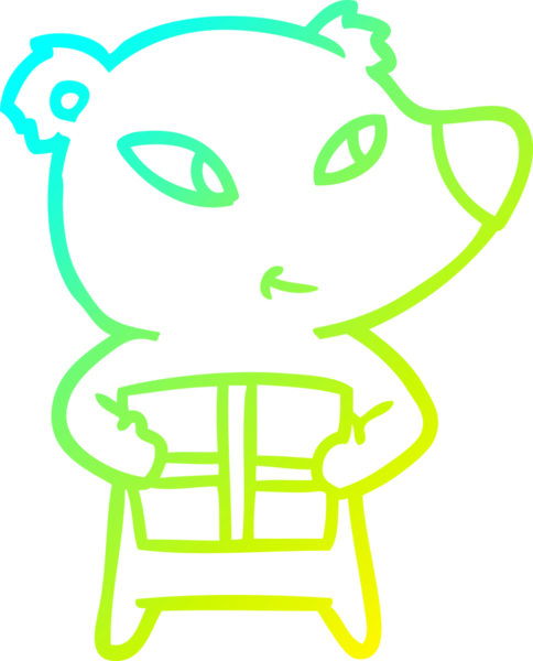 Bir insan tarafından çizilmiş ksenli şirin bir kutup ayısının soğuk gradyan çizimi.