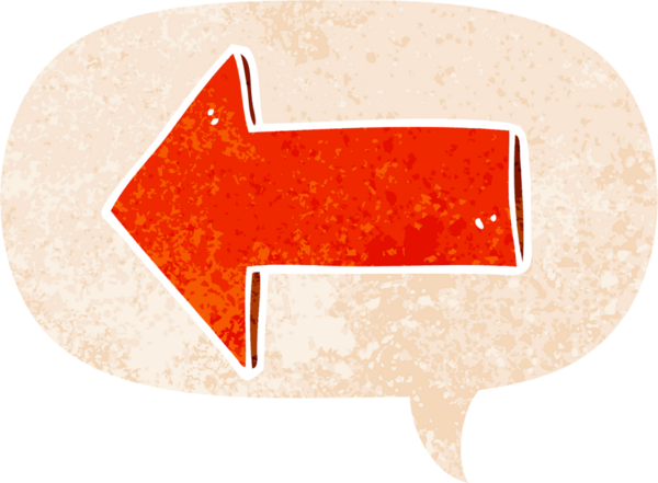 grunge ile konuşma balonu ile çizgi film ok bir insan tarafından çizilmiş sıkıntılı retro biçimi