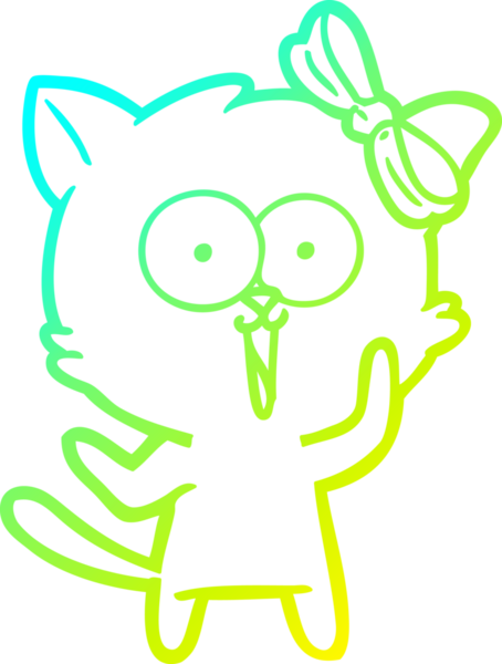 Bir insan tarafından çizilen çizgi film kedisinin soğuk gradyan çizgisi.