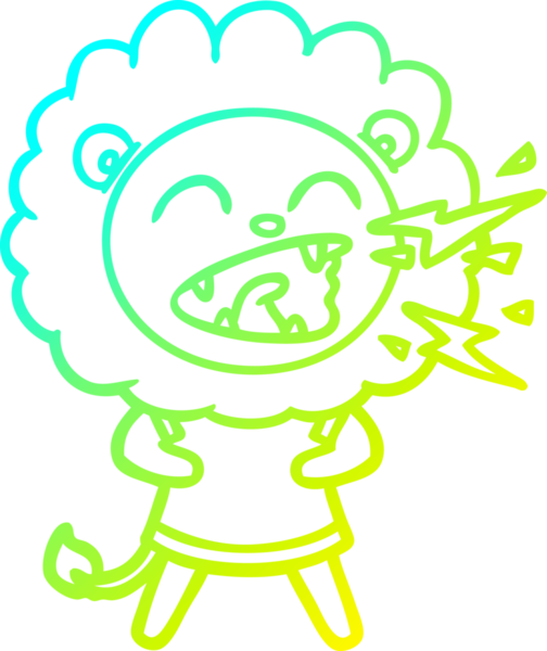 Bir insan tarafından çizilmiş kükreyen bir aslanın soğuk çizgi çizimi.