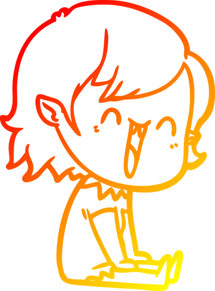 Bir insan tarafından çizilmiş sevimli, mutlu bir vampir kızın çizgi çizimi.