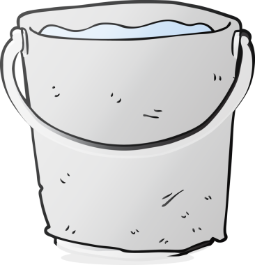 Bir insan tarafından çizilmiş serbest çizim bir kova su.