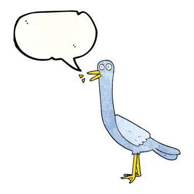 Bir insan tarafından çizilmiş serbest konuşma balonu desenli çizgi film kuşu