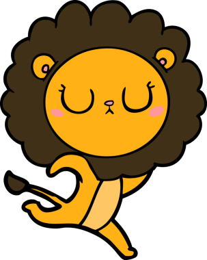 Bir insan tarafından çizilmiş koşu aslanı.