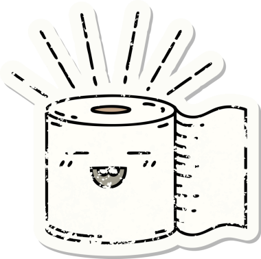 Bir insan tarafından çizilmiş eski bir dövme stili tuvalet kağıdı çıkartması.