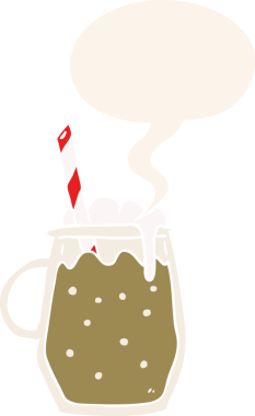 bir insan tarafından çizilmiş eski tarz konuşma baloncuklu kök birası.