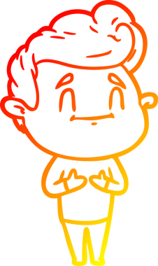 Bir insan tarafından çizilmiş mutlu bir çizgi film karakteri çizimi.