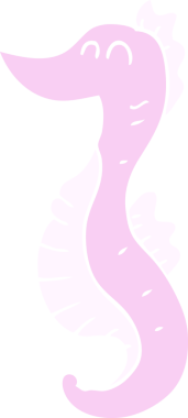 Bir insan tarafından çizilmiş deniz atının düz renk çizimi