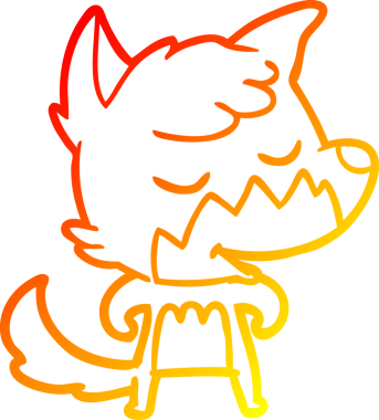 Bir insan tarafından çizilmiş dost canlısı bir tilkinin sıcak çizgi çizimi