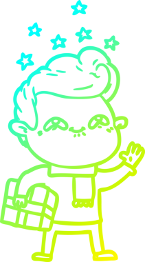 Bir insan tarafından çizilmiş, heyecanlı bir çizgi film çizimi.