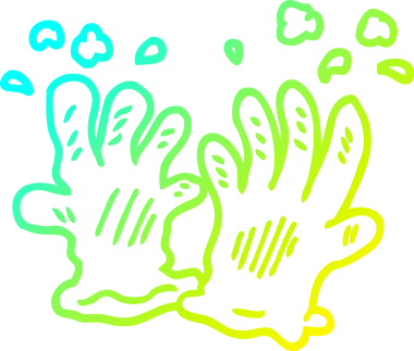 Bir insan tarafından çizilmiş karikatür bahçe eldivenlerinin soğuk gradyan çizgileri.