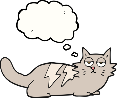 Bir insan tarafından çizilmiş serbest çizim baloncuk çizgi film kedisi.