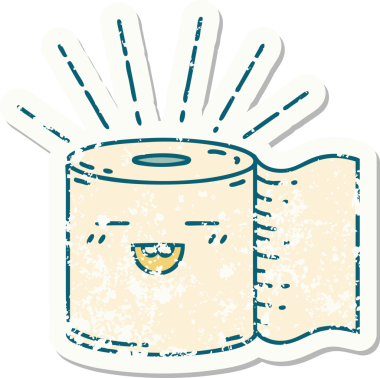 Bir insan tarafından çizilmiş eski bir dövme stili tuvalet kağıdı çıkartması.