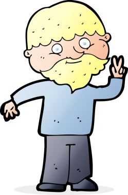 Karikatürist bir insan tarafından çizilmiş barış işareti veriyor.