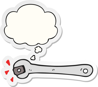 Karikatür anahtarı insan tarafından çizilmiş bir çıkartma gibi düşünce baloncuğuyla deliriyor.