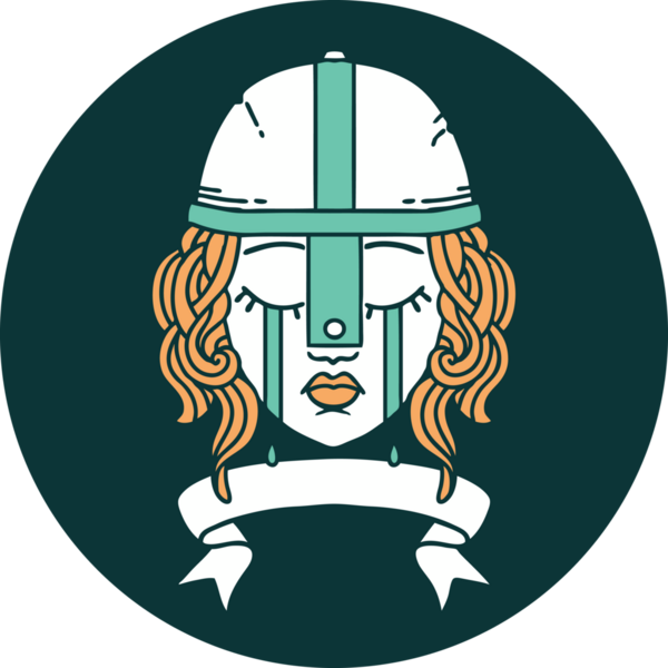 Bir insan tarafından çizilmiş pankartıyla ağlayan insan savaşçı karakteri simgesi