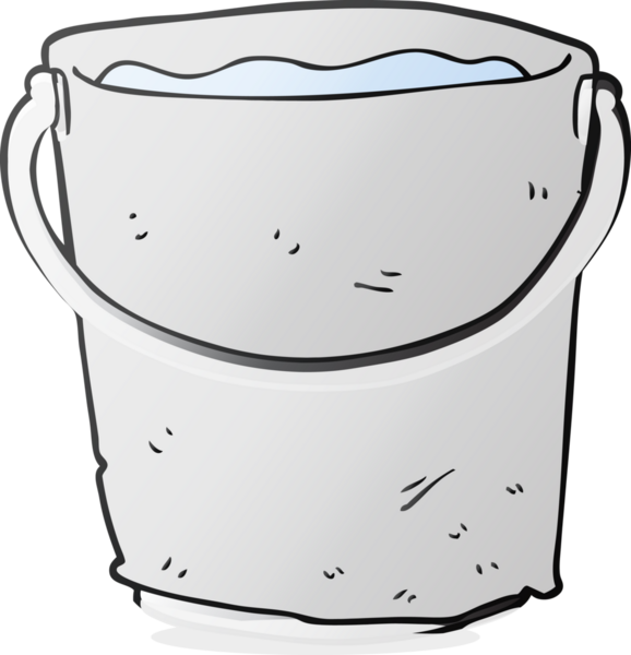 Bir insan tarafından çizilmiş serbest çizim bir kova su.