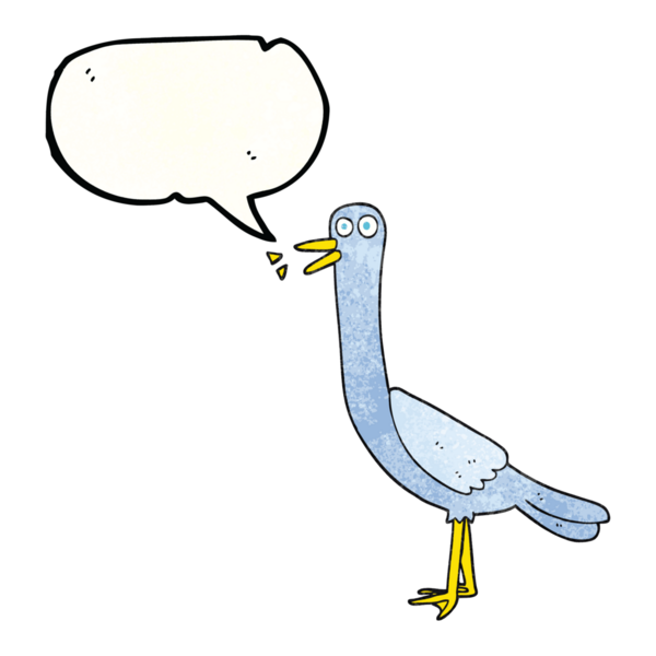 Bir insan tarafından çizilmiş serbest konuşma balonu desenli çizgi film kuşu