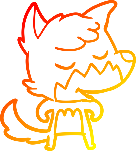 Bir insan tarafından çizilmiş dost canlısı bir tilkinin sıcak çizgi çizimi