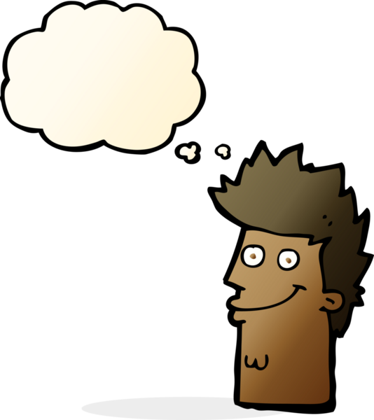 Bir insan tarafından çizilmiş düşünce baloncuğuyla mutlu adam yüzü