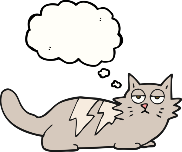 Bir insan tarafından çizilmiş serbest çizim baloncuk çizgi film kedisi.