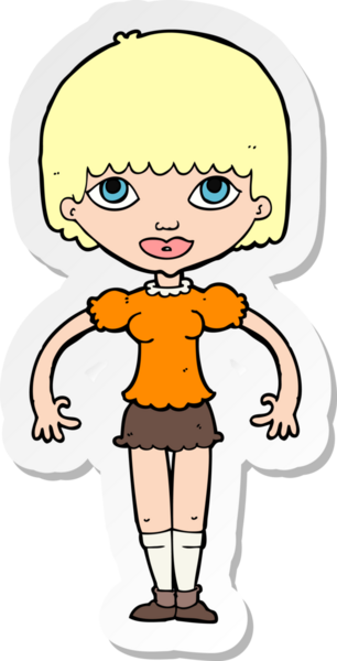 Bir insan tarafından çizilmiş bir karikatür kızının çıkartması.