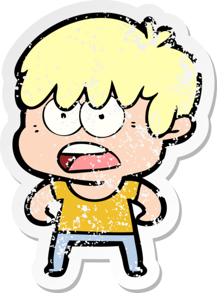 Bir insan tarafından çizilmiş endişeli bir çizgi film çocuğunun sıkıntılı çıkartması.