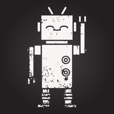 Bir insan tarafından çizilmiş bir robotun karikatürü.