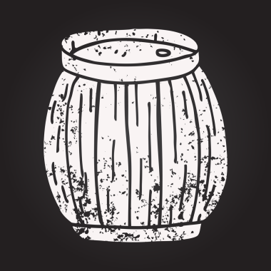 Tahta tebeşir, bir insan tarafından çizilmiş bir fıçının karikatürü.