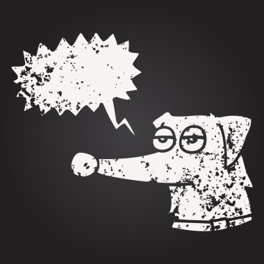 Tahta tebeşir serbest konuşma balonu çizilmiş tasmalı bir insan tarafından çizilmiş tasmalı bir köpek.