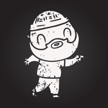 Bir insan tarafından çizilmiş kara tahta tebeşir, sakallı adam.