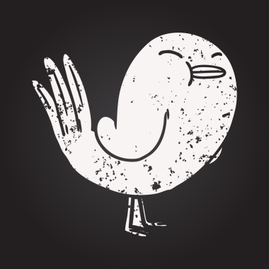 Bir insan tarafından çizilmiş kara tahta tebeşir çizgi film kuşu.