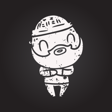 Bir insan tarafından çizilmiş kara tahta tebeşir, sakallı adam.