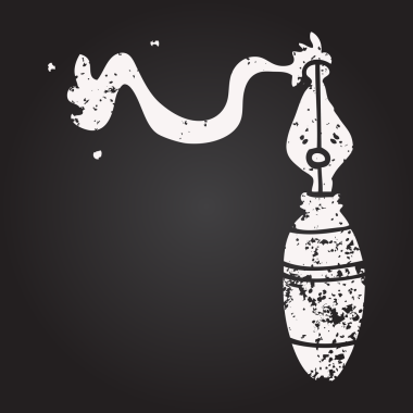 Karatahta tebeşirle insan tarafından çizilmiş bir dolmakalem.