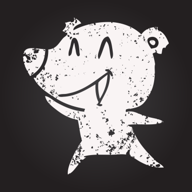 Kara tahta tebeşir gülen kutup ayısı çizgi filmi bir insan tarafından çizilmiş.