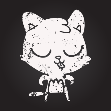 Bir insan tarafından çizilmiş kara tahta tebeşir çizgi film kedisi.