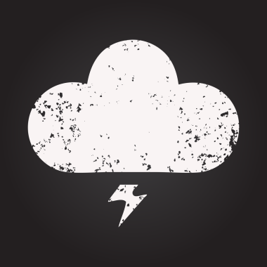 Tahta tebeşir, bir insan tarafından çizilmiş bir gök gürültüsü bulutunun karikatürü.