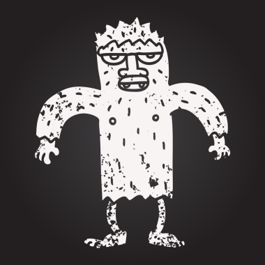 Karatahta tebeşirle bir insan tarafından çizilmiş koca ayak karikatürü.