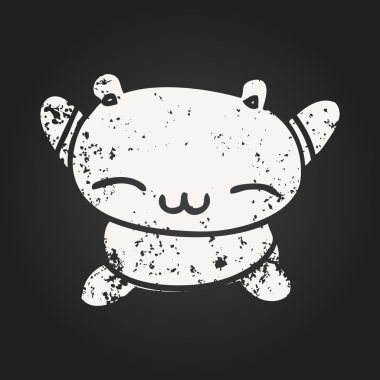 Bir insan tarafından çizilmiş kara tahta tebeşir çizgi film zıplayan ayı