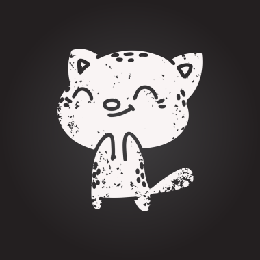 Geleneksel bir siyah iş dövmesi çiziminin karatahta çizimi bir insan tarafından çizilmiş mutlu kedi.