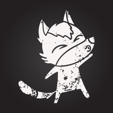 Karatahta tebeşir karikatür kurt bir insan tarafından çizildi.