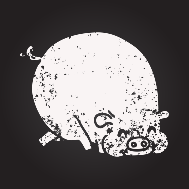 Karatahta tebeşirle insan tarafından çizilmiş şişman domuz.