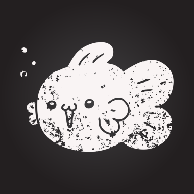 Bir insan tarafından çizilmiş karatahta karikatür balığı.